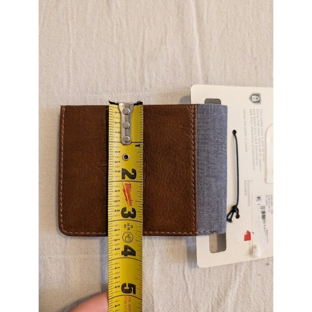 Sun Stone Slimfold Wallet Brown Faux Leather‎ RFID Blocking New with Tags